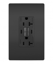  2097TRWRUSBCCBK - radiant® Tamper-Resistant Weather-Resistant Duplex Self-Test GFCI with USB Type A/C Outlet, Black