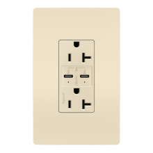  TR20USBPDLA - radiant® 20A Tamper Resistant Ultra Fast PLUS Power Delivery USB Type C/C Outlet, Light Almond