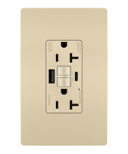  2097TRWRUSBACI - radiant® Tamper-Resistant Weather-Resistant Duplex Self-Test GFCI with USB Type A/C Outlet, Ivory