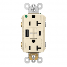  2097HGTRUSBACLA - radiant? Hospital Grade Tamper-Resistant 20A Duplex Self-Test GFCI Receptacles with SafeLock?