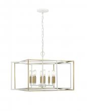  22608-MW/VB - Lowe 8-Light Pendant Light Matte White/Vintage Brass