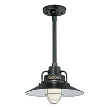  RRRS14-SB - R Series 1-Light Stem Hung Railroad Shade Satin Black