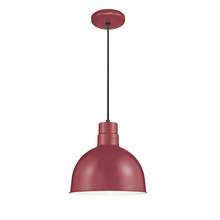  RDBC12-SR - R Series 1-Light Cord Hung Deep Bowl Shade Satin Red