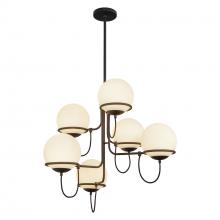  CH458632MBOP - Alba 32-in Matte Black/Opal Glass 6 Lights Chandelier