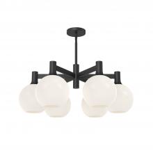  CH506230MBOP - Castilla 29-in Matte Black/Opal Matte Glass 6 Lights Chandeliers