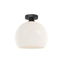  FM506312MBOP - Castilla 12-in Matte Black/Opal Matte Glass 1 Light Flush Mount