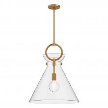  PD412518AGCL - Emerson 18-in Aged Gold/Clear 1 Light Pendant