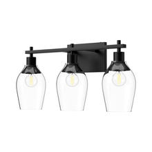  VL538322MBCL - Kingsley 22-in Clear Glass/Matte Black 3 Lights Vanity