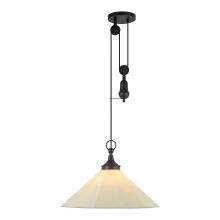  PD447120MBWL - Ellen 20-in Matte Black/White Linen Socket Pendant