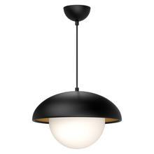  PD522016MBOP - Rubio 16-in Matte Black/Opal Matte Glass 1 Light Pendant