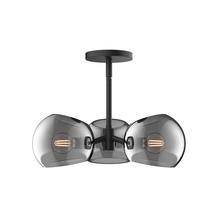  PD548315MBSM - Willow 16-in Matte Black/Smoked Solid Glass 3 Lights Pendant