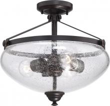  60/5544 - Laurel - 3 Light Semi Flush with Clear Seeded Glass - Sudbury Bronze Finish