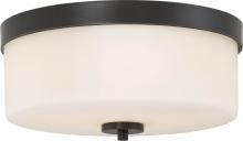  60/6331 - Denver - 2 Light Flush Mount with Satin White Glass - Mahogany Bronze Finish