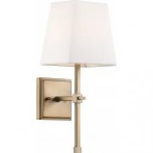  60/6707 - Highline - 1 Light Vanity - with White Linen Shade - Burnished Brass Finish