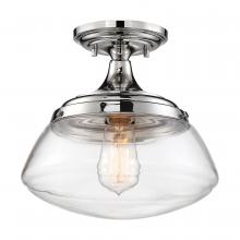  60/6798 - Kew - 1 Light Semi Flush - with Clear Glass - Polished Nickel Finish