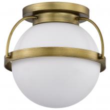  60/7781 - Lakeshore 1 Light Medium Flush; Natural Brass Finish; White Opal Glass