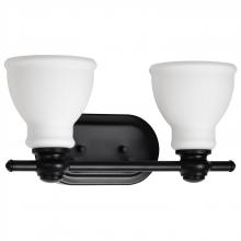  60/8022 - Russel; 2 Light Vanity; Matte Black with Satin White Glass