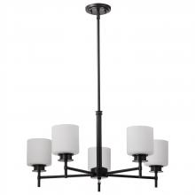  60/8038 - Warren; 28 Inch 5 Light Chandelier; Gun Metal with Satin White Glass