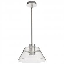  62/2051 - Edmond; 14 Inch LED Pendant; Polished Nickel with Clear Glass