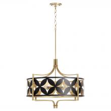  883-5-5980 - Mariposa 5 Light Pendant, Matte Black, Aged Brass