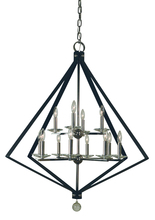  4922 SB/MBLACK - 12-Light Satin Brass/Matte Black Ice Chandelier