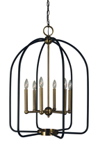  4936 PN/MBLACK - 6-Light Polished Nickel/Matte Black Boulevard Chandelier