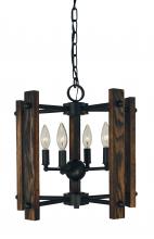  5400 MBLACK - 4-Light Matte Black Modern Farmhouse Dual Mount Chandelier