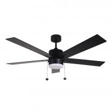  21273 - 5-Blade 52" MB Modern Cylinder Fan Matte Black/Walnut Blades Pull Chain 3K, 4K, 5K