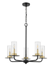  70151 - Vivio 5-Light Aura Two-Toned Chandelier - Matte Black/ Champagne Gold