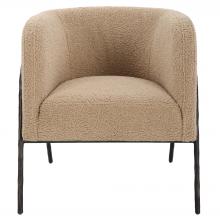  23754 - Jacobsen Tan Shearling Barrel Chair