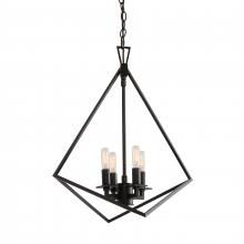  5388-MB-NG - Trapezoid Cage 18'' Wide 4-Light Chandelier - Matte Black