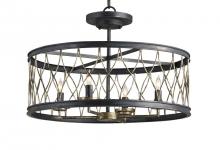  9902 - Crisscross Black Semi-Flush Mount